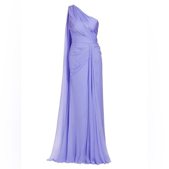 Zuhair Murad Dresses & Skirts - Zuhair Murad Draped One Shoulder Silk Chiffon Maxi Dress in Purple